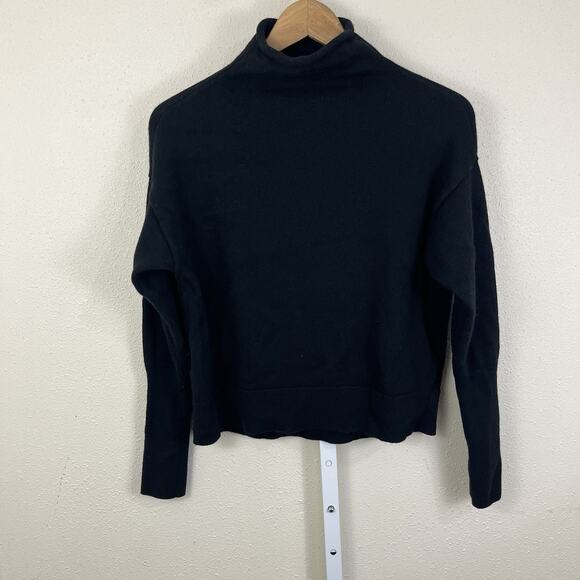 Aritzia Wilfred Cyprie Merino Wool Sweater M Medium Rolled Mockneck Black - Picture 2 of 6